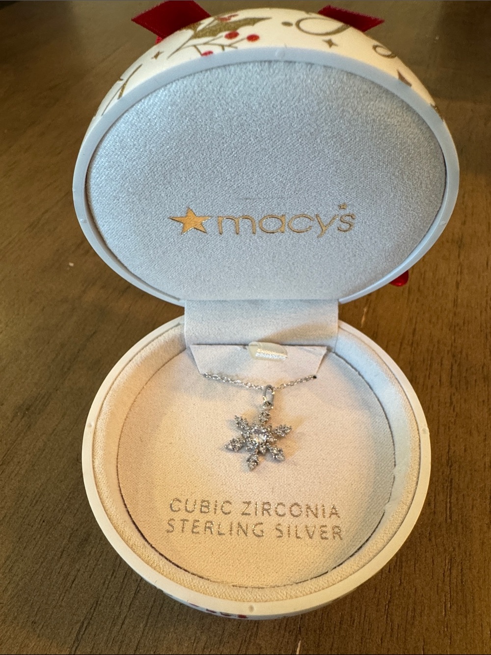 Macy's Silver Snowflake Cubic Zirconia Pendant Necklace
